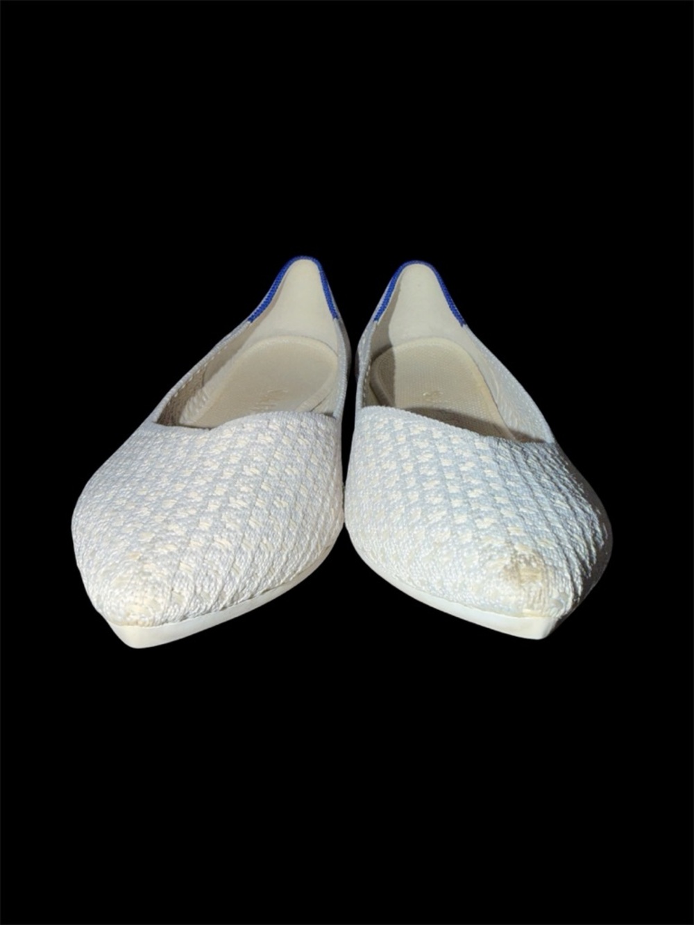 Rothy's Pointy Ladies White Flats, Size 8.5
